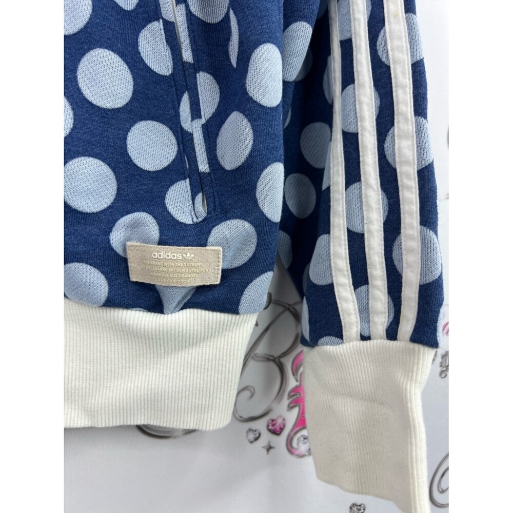 adidas sweater zip up dotted collared Navy and White Polka Dot Track Jacket - Picture 4 of 15